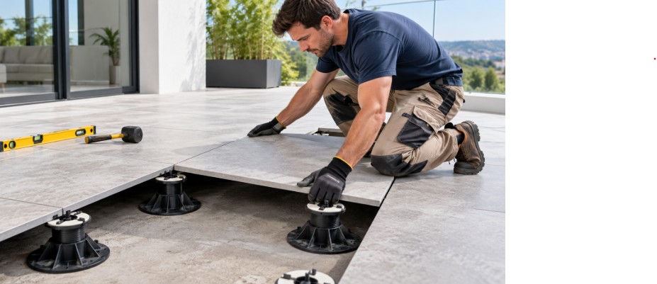 pose carrelage sur plots